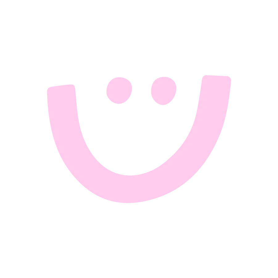 A pink hand drawn smiley face.